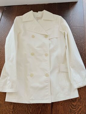 Zara White Double-Breasted Pea Coat